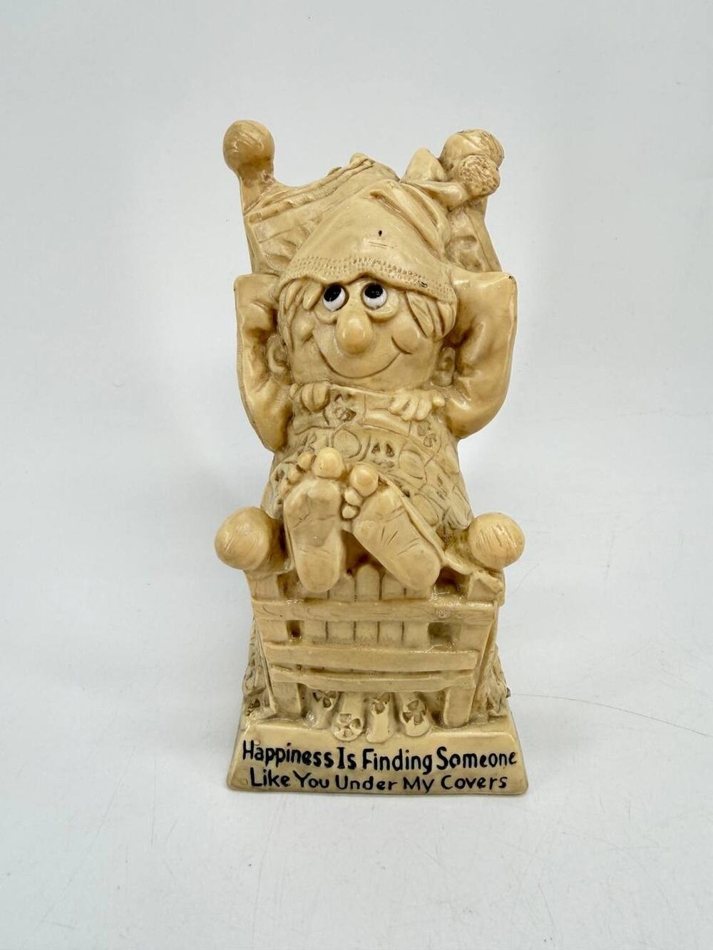 Vintage Russ Berrie & Co Troll In Bed Resin Figurine 738 1970 Made in USA